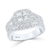14kt White Gold Princess Diamond Cluster Bridal Wedding Engagement Ring 2 Cttw