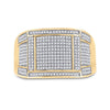 10kt Yellow Gold Mens Round Diamond Square Cluster Ring 5/8 Cttw