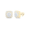 10kt Yellow Gold Womens Round Diamond Square Cluster Earrings 5/8 Cttw