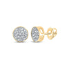 10kt Yellow Gold Round Diamond Cluster Earrings 1/6 Cttw