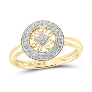 10kt Yellow Gold Womens Round Diamond Circle Ring 1/10 Cttw