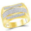 10kt Yellow Gold Mens Round Diamond Dome Cluster Ring 1/3 Cttw