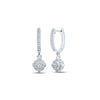 10kt White Gold Womens Round Diamond Hoop Dangle Earrings 1/4 Cttw