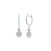 14kt White Gold Womens Round Diamond Hoop Dangle Earrings 3/8 Cttw
