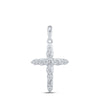 10kt White Gold Womens Round Diamond Cross Pendant 3/8 Cttw