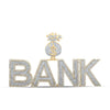 10kt Two-tone Gold Mens Round Diamond Bank Money Bag Phrase Charm Pendant 3-7/8 Cttw