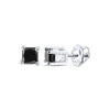 14k White Gold Black Color Enhanced Princess Solitaire Diamond Stud Earrings 1/4 Cttw
