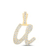 10kt Yellow Gold Womens Round Diamond U Cursive Initial Letter Pendant 1/3 Cttw