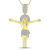 10kt Yellow Gold Mens Round Diamond Jesus Crucified Charm Pendant 1/2 Cttw