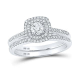 10kt White Gold Round Diamond Bridal Wedding Ring Band Set 1/2 Cttw