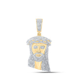 10kt Yellow Gold Mens Round Diamond Jesus Face Charm Pendant 2 Cttw