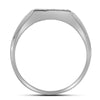 10kt White Gold Mens Round Diamond Diagonal Row Flat Top Ring 1/12 Cttw