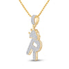 10kt Yellow Gold Mens Baguette Diamond Crown R Letter Charm Pendant 3/4 Cttw