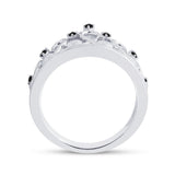 Sterling Silver Womens Round Black Color Enhanced Diamond Crown Fashion Ring 1/10 Cttw