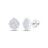 10kt White Gold Round Diamond Oval Earrings 3/8 Cttw