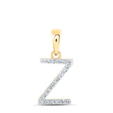 10kt Yellow Gold Womens Round Diamond Z Initial Letter Pendant 1/10 Cttw