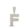 14kt Two-tone Gold Mens Round Diamond F Initial Letter Charm Pendant 3/4 Cttw