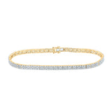 14kt Yellow Gold Mens Round Diamond Single Row Link Bracelet 4-1/3 Cttw