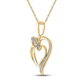 Yellow-tone Sterling Silver Womens Round Diamond Heart Pendant 1/10 Cttw