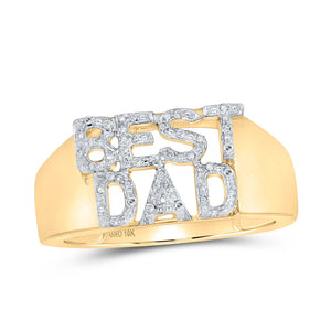 10kt Yellow Gold Mens Round Diamond BEST DAD Band Ring 1/10 Cttw