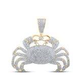 10kt Yellow Gold Mens Round Diamond Crab Cancer Sign Charm Pendant 3-1/3 Cttw