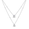 14kt White Gold Womens Emerald Diamond Double Pendant Fashion Necklace 5/8 Cttw