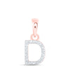 10kt Rose Gold Womens Round Diamond D Initial Letter Pendant 1/20 Cttw