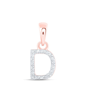 10kt Rose Gold Womens Round Diamond D Initial Letter Pendant 1/20 Cttw