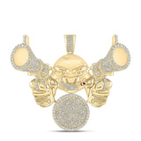 10kt Yellow Gold Mens Round Diamond Hold Up Charm Pendant 3-1/4 Cttw
