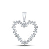 10kt White Gold Womens Baguette Diamond Heart Pendant 1/3 Cttw