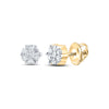 10kt Yellow Gold Womens Round Diamond Flower Cluster Earrings 1/6 Cttw