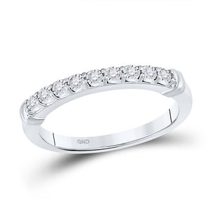 10kt White Gold Womens Round Diamond Single Row Band Ring 1/8 Cttw