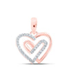 10kt Rose Gold Womens Round Diamond Heart Pendant 1/12 Cttw