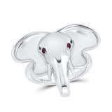 Sterling Silver Womens Round Ruby Elephant Animal Ring .03 Cttw