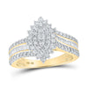 10kt Yellow Gold Womens Round Diamond Marquise-shape Cluster Ring 1 Cttw