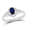 10kt White Gold Womens Oval Synthetic Blue Sapphire Solitaire Ring 5/8 Cttw