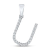 10kt White Gold Womens Round Diamond U Initial Letter Pendant 1/6 Cttw