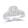 14kt Two-tone Gold Princess Diamond Bridal Wedding Ring Band Set 1 Cttw