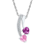 Sterling Silver Womens Heart Synthetic Pink Sapphire Heart Pendant 7/8 Cttw