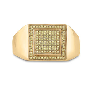 10kt Yellow Gold Mens Round Yellow Color Enhanced Diamond Square Cluster Ring 1/4 Cttw