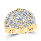 10kt Yellow Gold Mens Round Diamond Circle Cluster Ring 2-3/4 Cttw