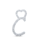 10kt White Gold Womens Round Diamond C Heart Letter Pendant 1/10 Cttw