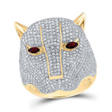 14kt Yellow Gold Mens Round Diamond Panther Fashion Ring 3 Cttw