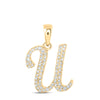 10kt Yellow Gold Womens Round Diamond U Initial Letter Pendant 1/6 Cttw