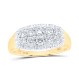 10kt Yellow Gold Mens Round Diamond Fluted Band Ring 1 Cttw