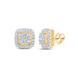 10kt Yellow Gold Womens Round Diamond Square Earrings 1 Cttw