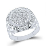 Sterling Silver Mens Round Diamond Circle Fashion Ring 1/10 Cttw