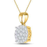 10kt Yellow Gold Womens Round Diamond Cluster Pendant 2 Cttw