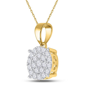 10kt Yellow Gold Womens Round Diamond Cluster Pendant 2 Cttw