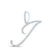 10kt White Gold Womens Round Diamond J Initial Letter Pendant 1/3 Cttw